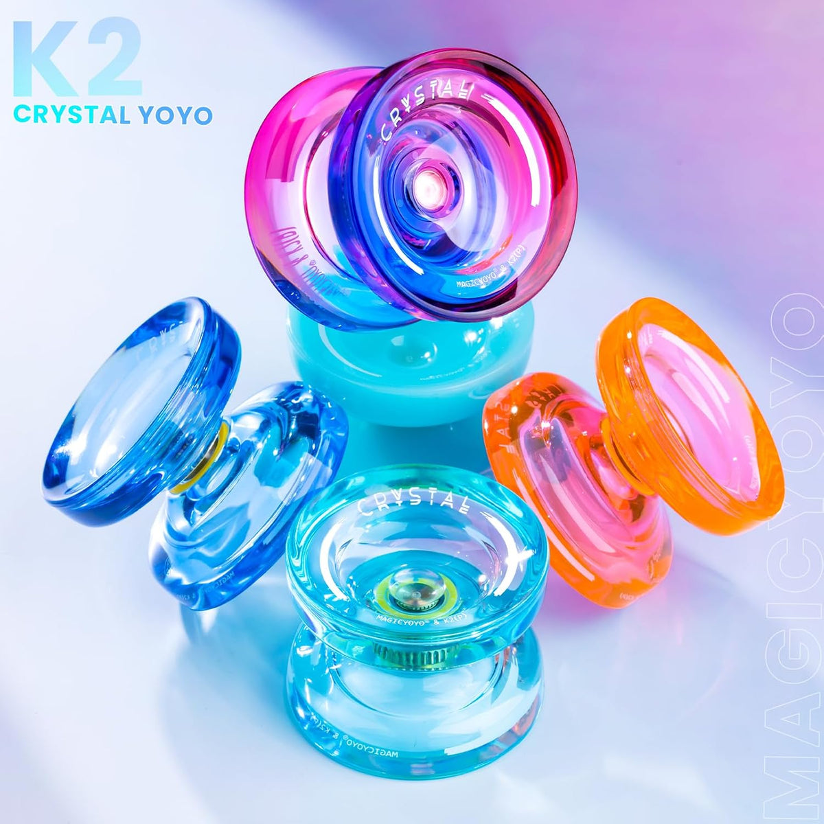 Magicyoyo K2 Plus crystal orange yoyo showing transparent body design