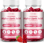 Oakevlp Liposomal Alpha Lipoic Acid 2000mg front view bottle containing strawberry flavored antioxidant gummies