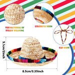 Two pack small pet Mexican costumes with adjustable braided chin straps on a clean white background.