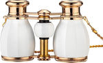 ESSLNB 4X30mm opera glasses front view showing the elegant white and gold finish