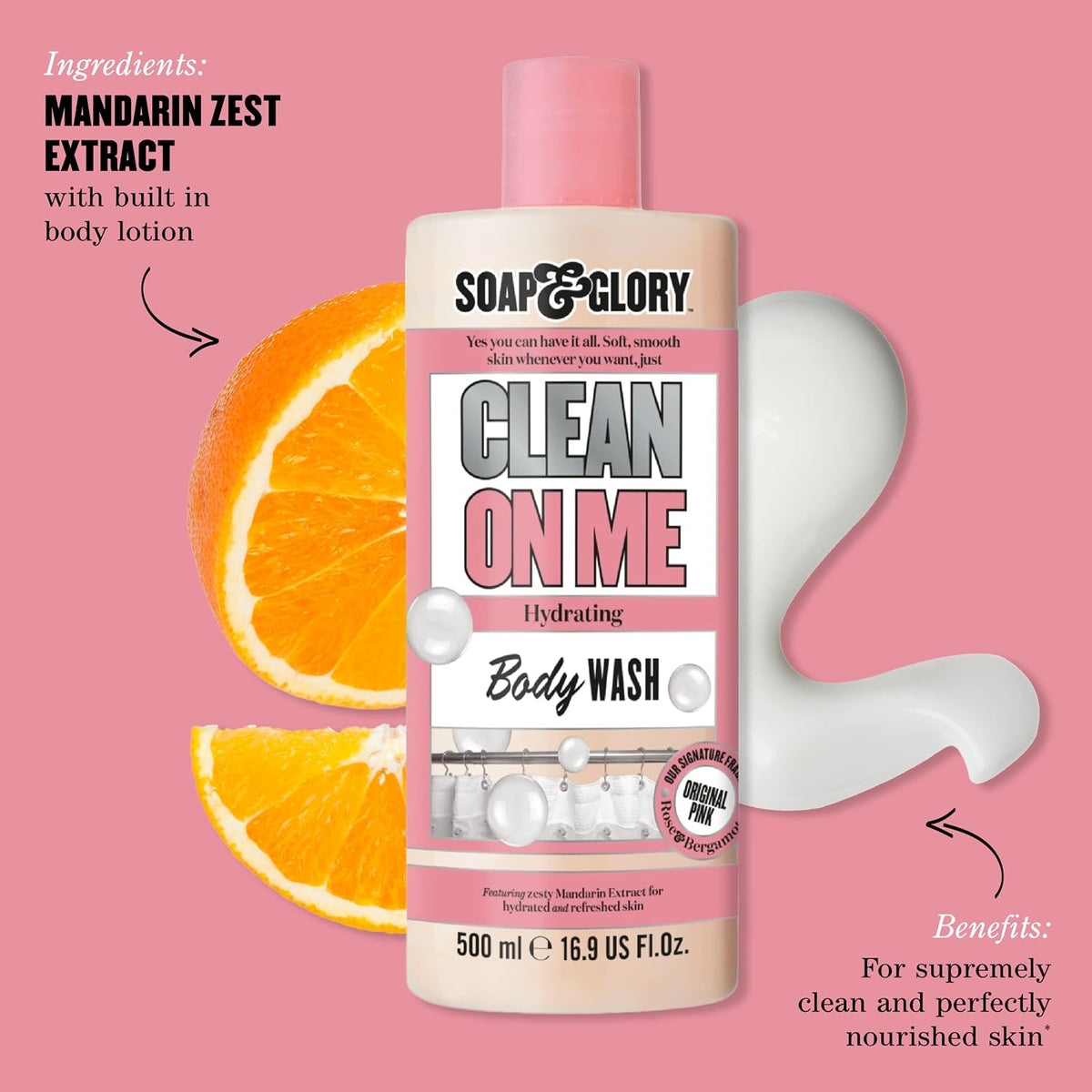 Soap and Glory body wash rear label and ingredient details