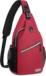 Mosiso sling bag front view red crossbody backpack