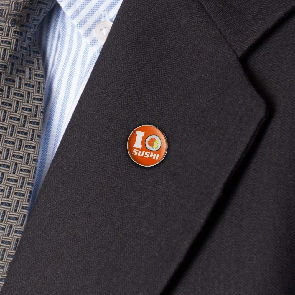 Graphics & More sushi hat pin showing metal backing and clasp