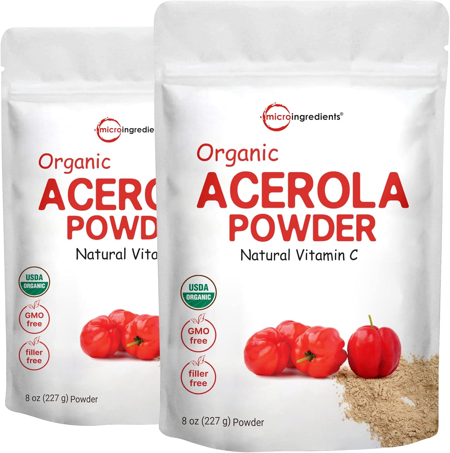 Micro Ingredients organic acerola cherry powder front view