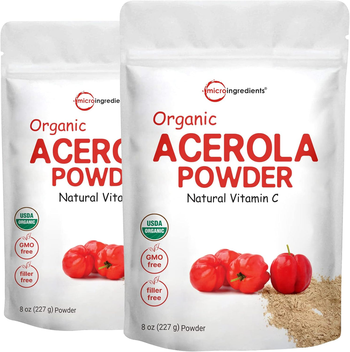 Micro Ingredients organic acerola cherry powder front view