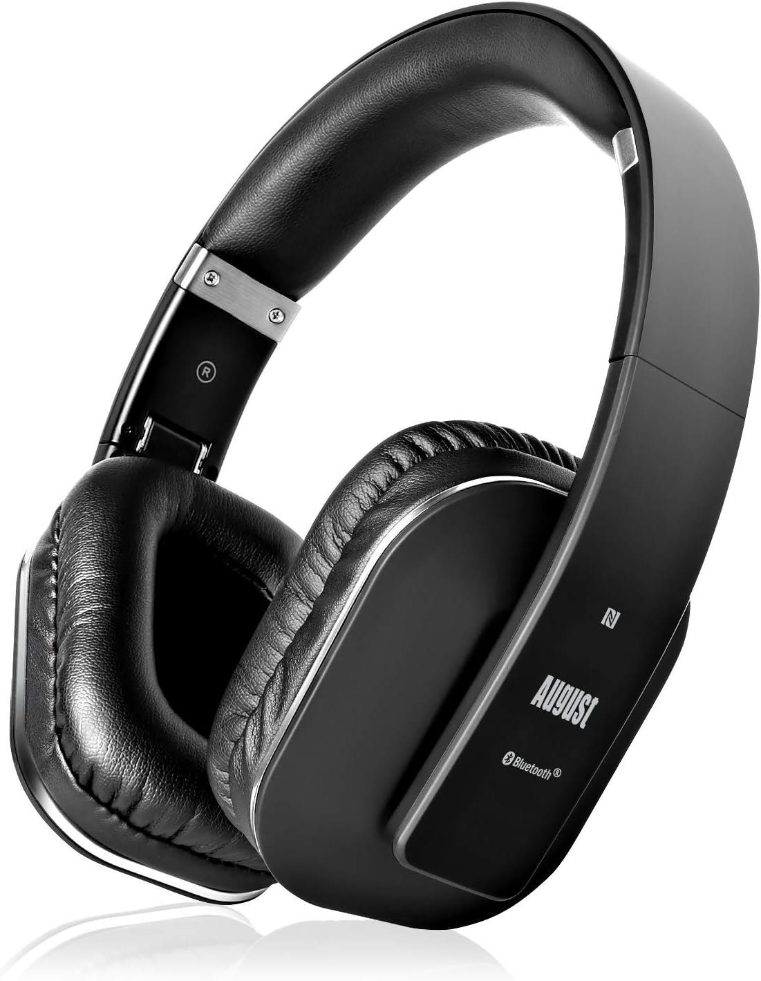 Bluetooth Wireless Headphones with Mic - August EP650 - Over Ear Cordless headset with aptX / NFC for Smartphones / Laptops / Tablets / iPhones / iPads [Black] - Image 1