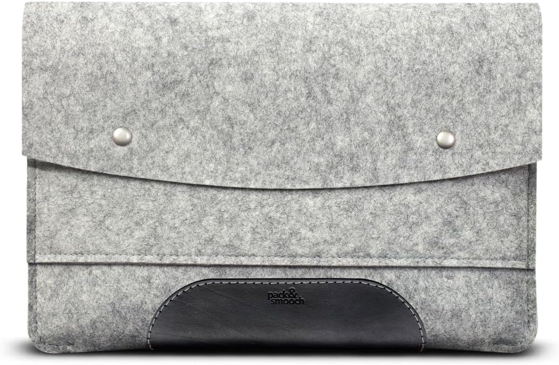 Pack & Smooch Felt Case Compatible with MacBook Pro 13 | 100% Wool Felt | Vegetable Tanned Leather | Colour Anthracite/Dark Brown | Hampshire - Image 10