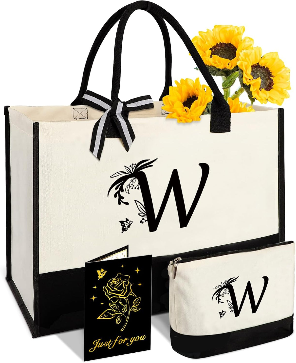 Gifts for Women,Canvas Tote Bag with Makeup Bag,Wedding Bride Birthday Gift - Image 9