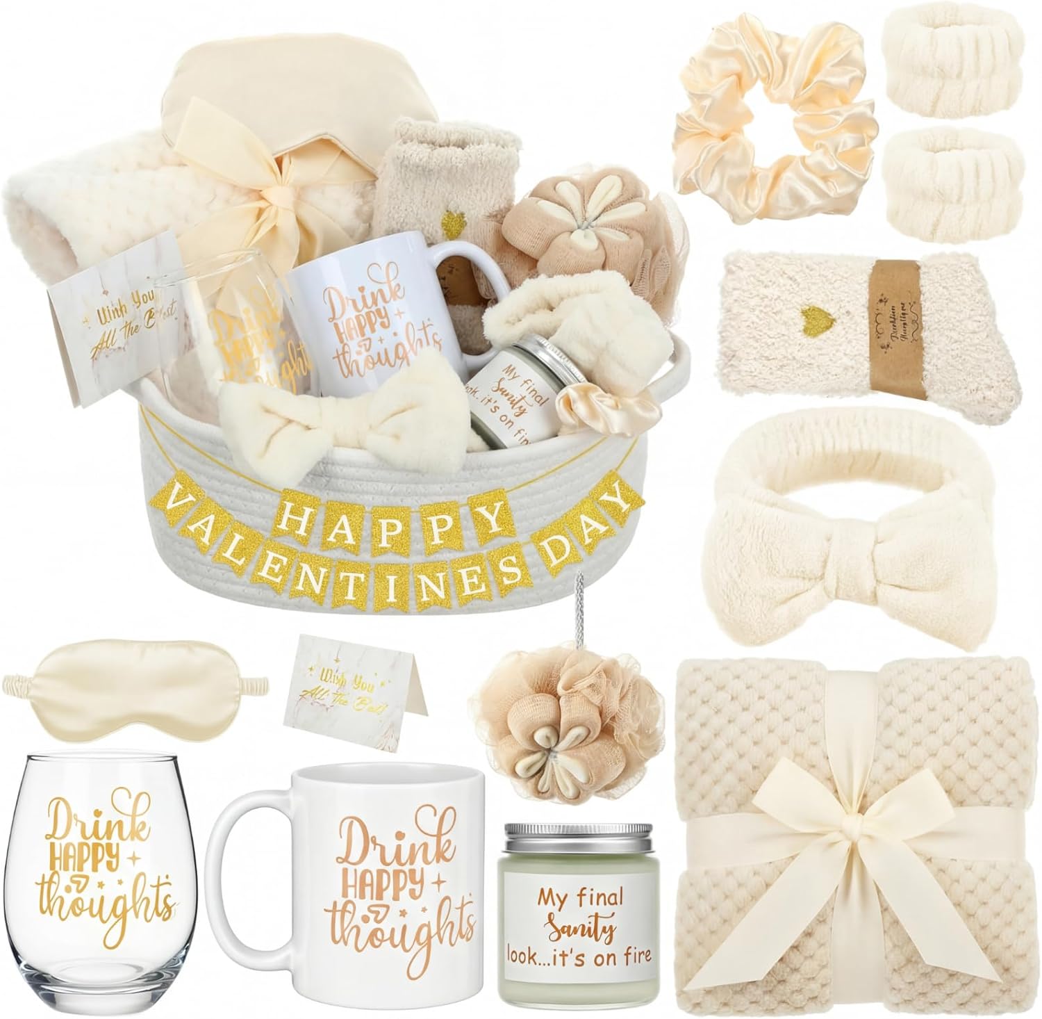 Tian Dian Zopeal womens self care spa gift basket set front view featuring premium beige packaging and lifestyle relaxation items.