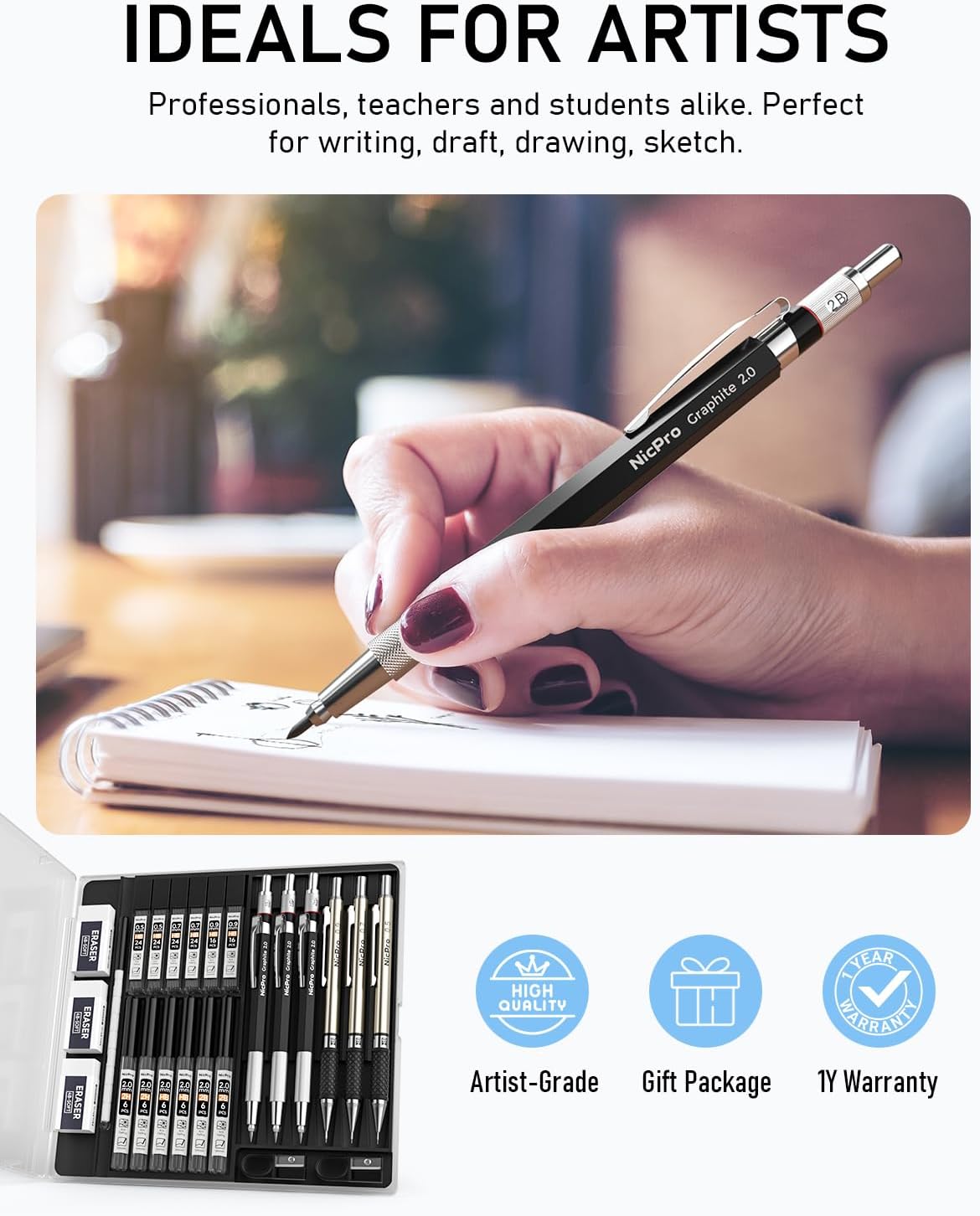 Nicpro mechanical pencil set storage case