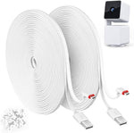 AYMVTNTN extension cable for security cameras front view showing two packs of white cords with cable clips