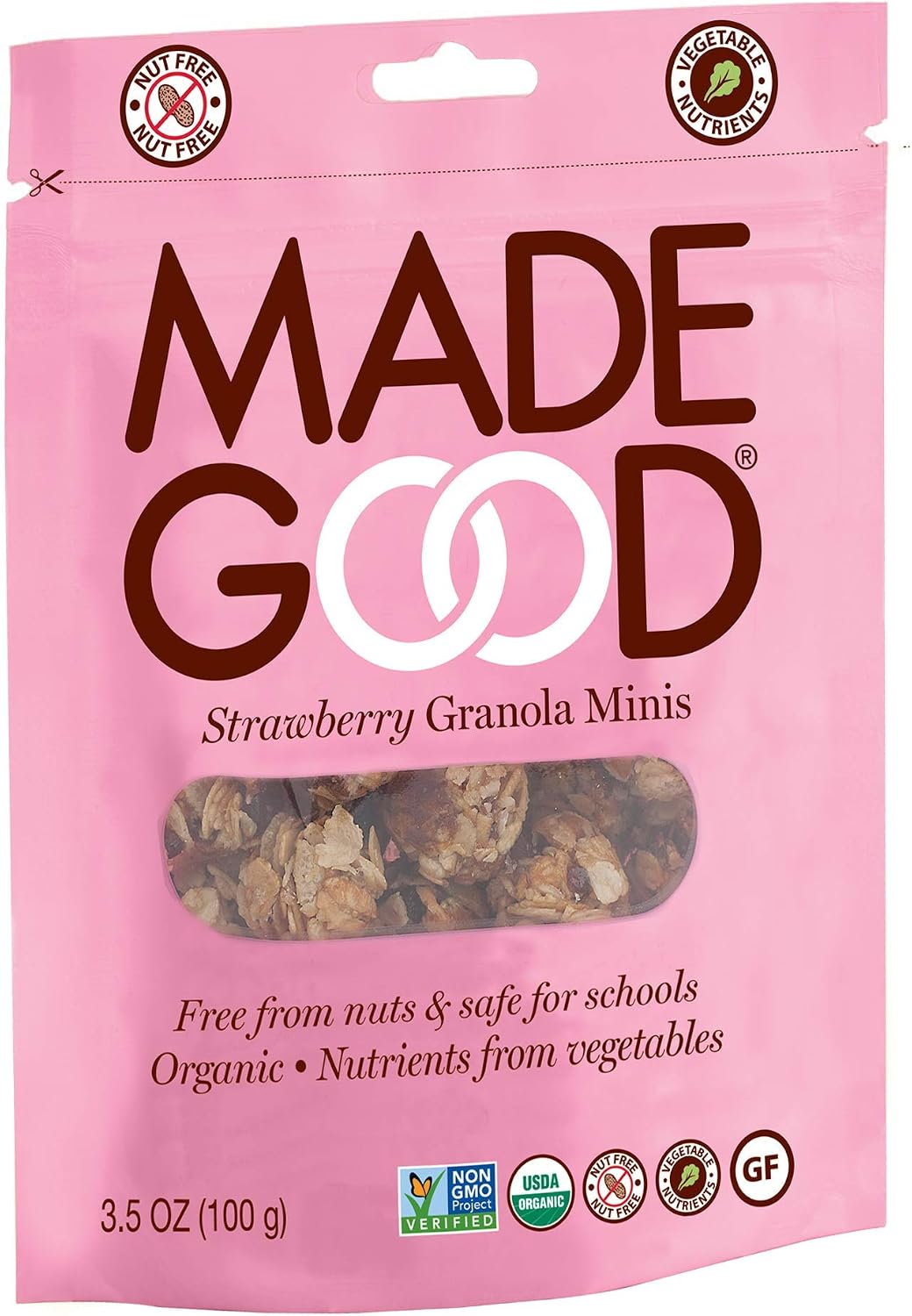 Organic strawberry granola ingredients display