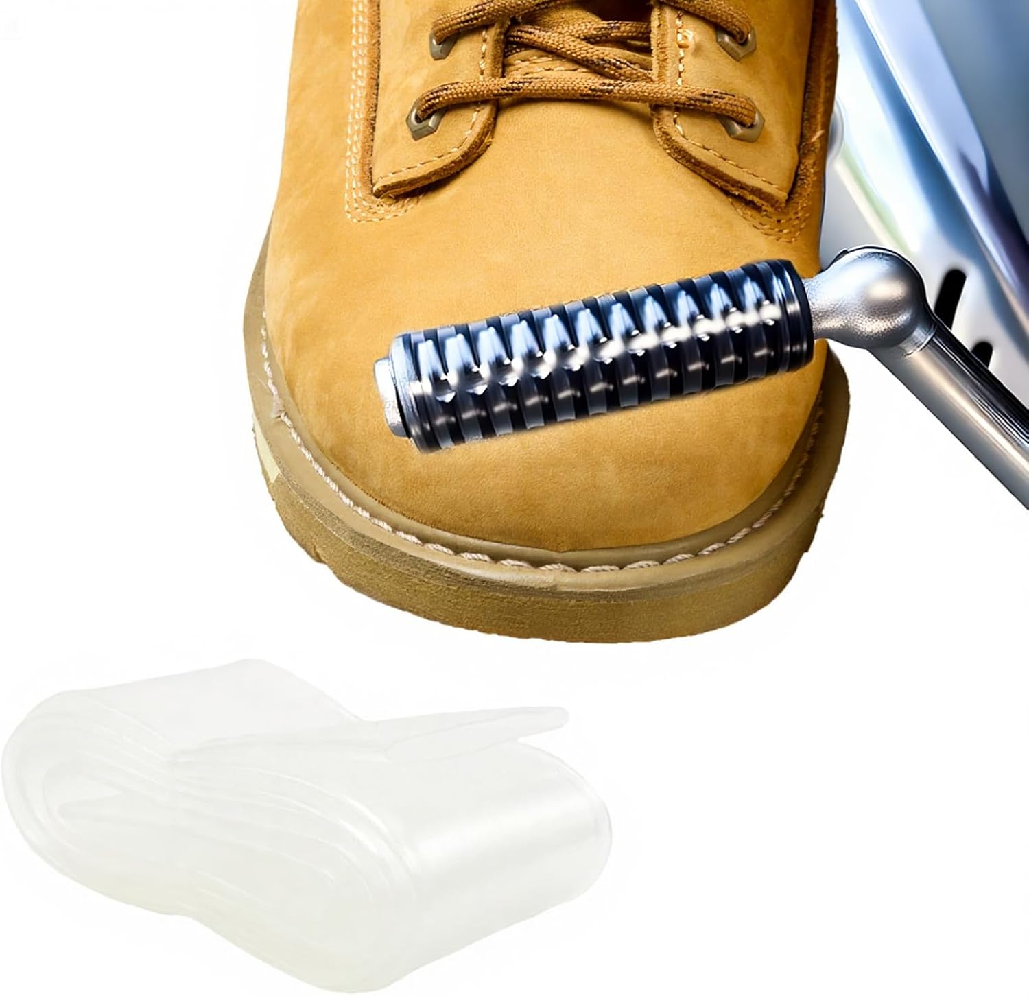 Enprotty motorcycle shifter shoe protector clear sleeve on a bike gear shift lever front view