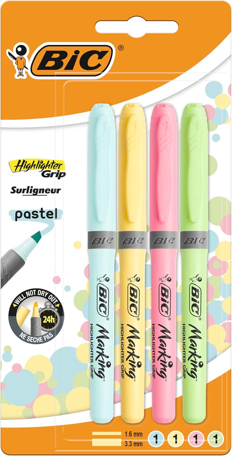 BIC Highlighter Grip Pens front view packaging