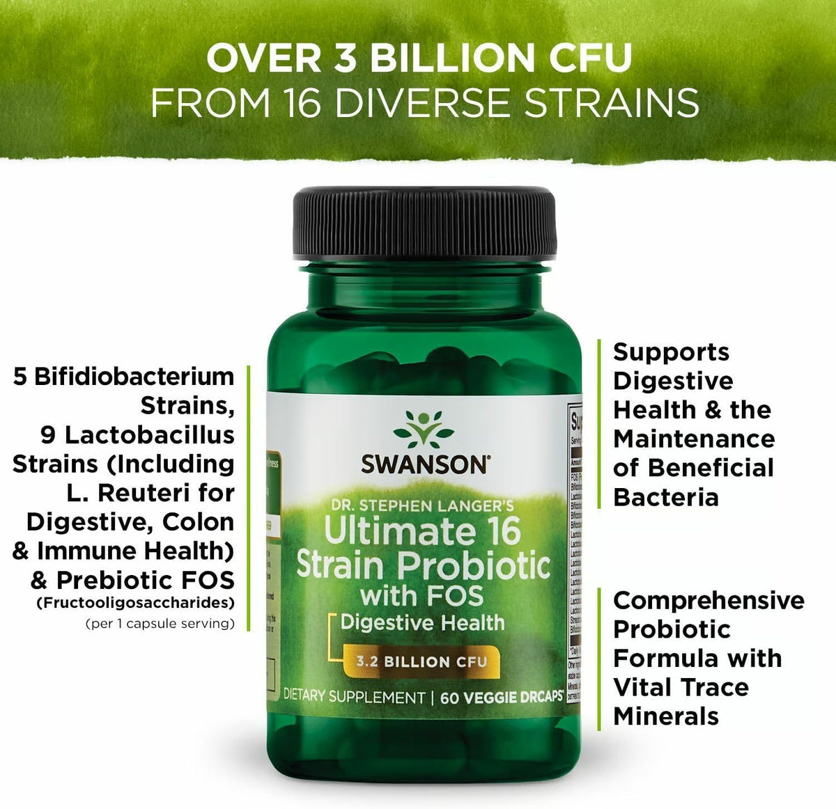 Swanson Dr. Langer's 16-Strain Probiotic with Prebiotic FOS for Gut Health - Image 5