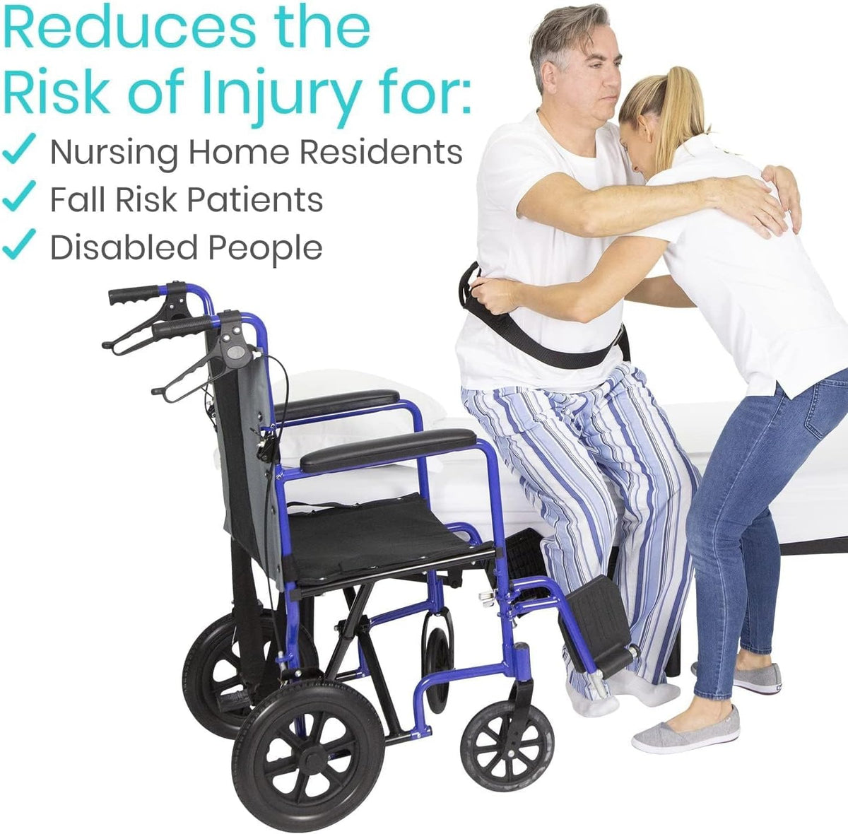 Patient safety gait strap with padded vertical and horizontal handles