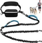 Uppetly hands free two dog running leash front view of blue adjustable waist belt