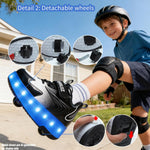 Ehauuo kids sparkling wheel shoes close up of mesh upper