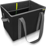 Meori foldable grocery basket front view showing lava black color and structured shape.