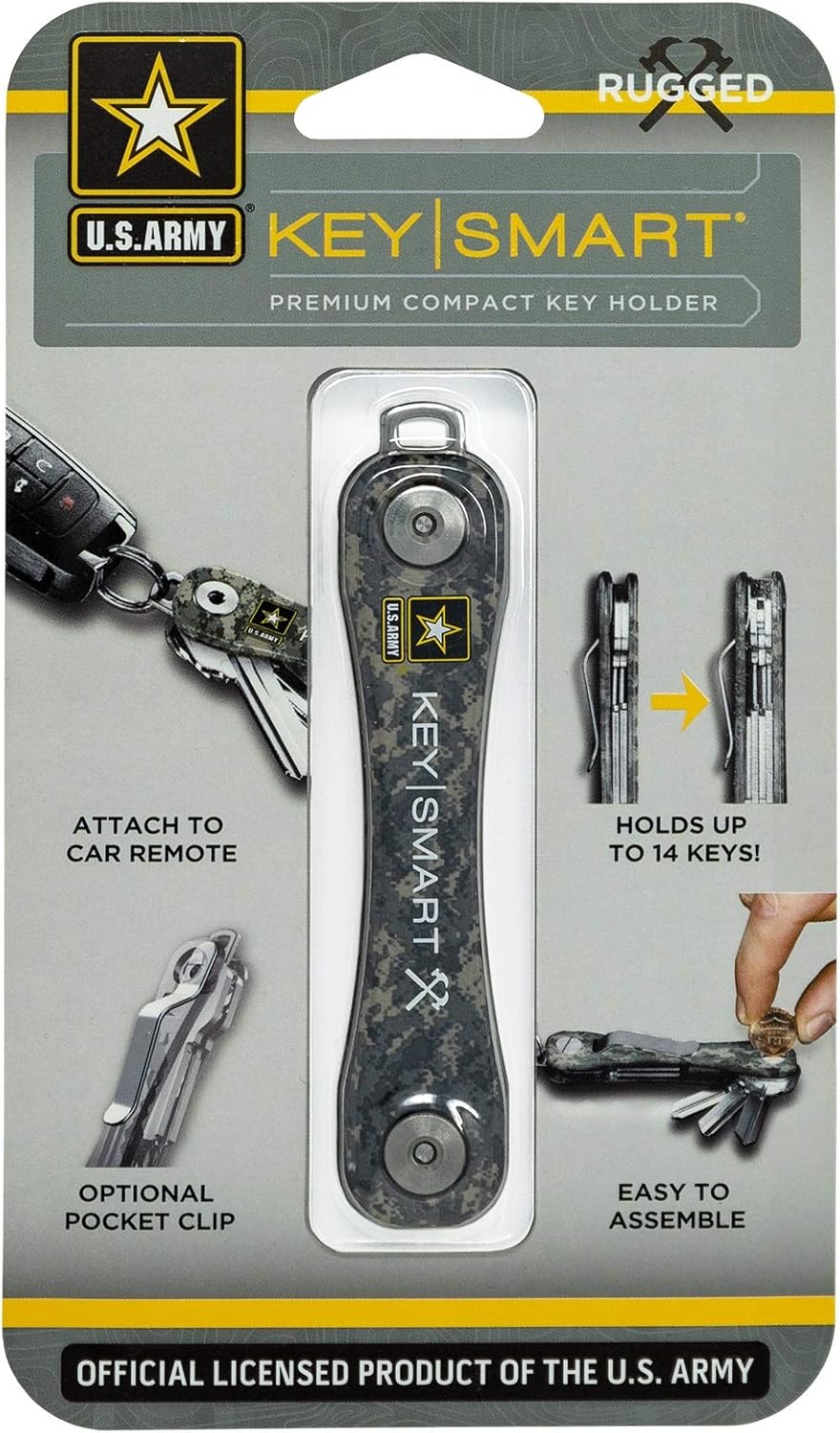 KeySmart Rugged - Multi-Tool Key Holder with Bottle Opener and Pocket Clip (up to 14 Keys, Army) - Image 1