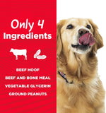 Top view of natural beef hoof chew for dogs