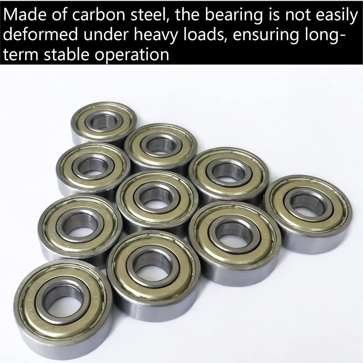 Carbon steel skateboard bearing stack display