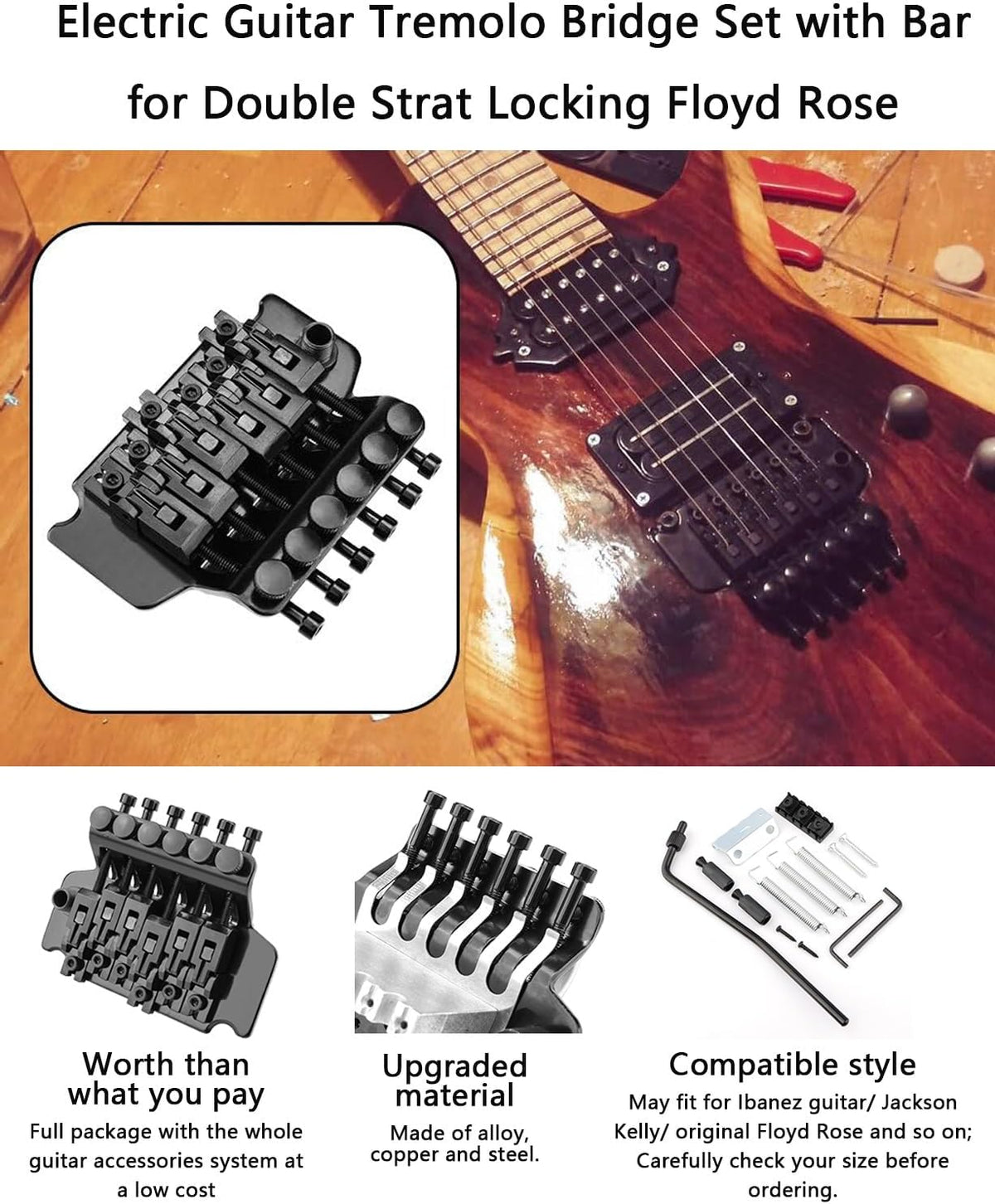 Swhmc double locking tremolo bridge system components