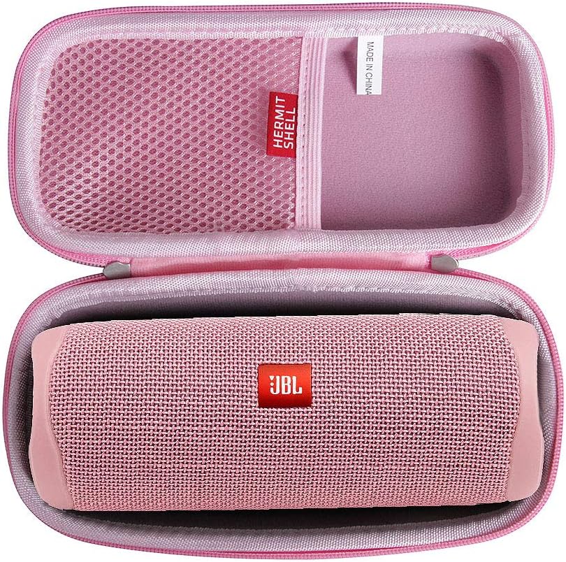 Hermitshell hard travel case for JBL Flip front view in vibrant pink color.
