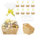 Ysglory empty gift basket set front view featuring premium thick kraft cardboard market trays
