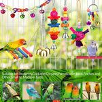 Close up view of the non toxic wooden chewing blocks and natural rattan twig ball accessories