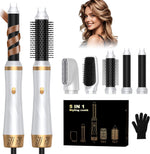 Trylater 5 in 1 hair dryer brush set front view showing all five styling attachments