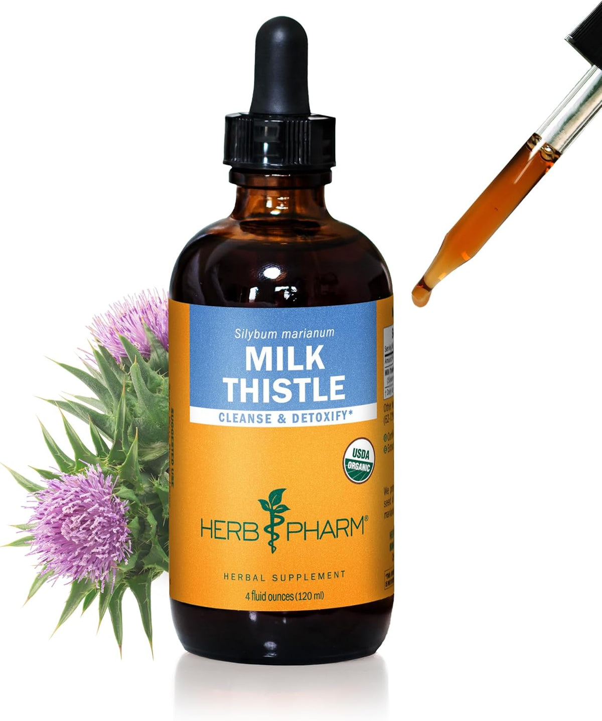 Herb Pharm milk thistle liquid extract front view bottle