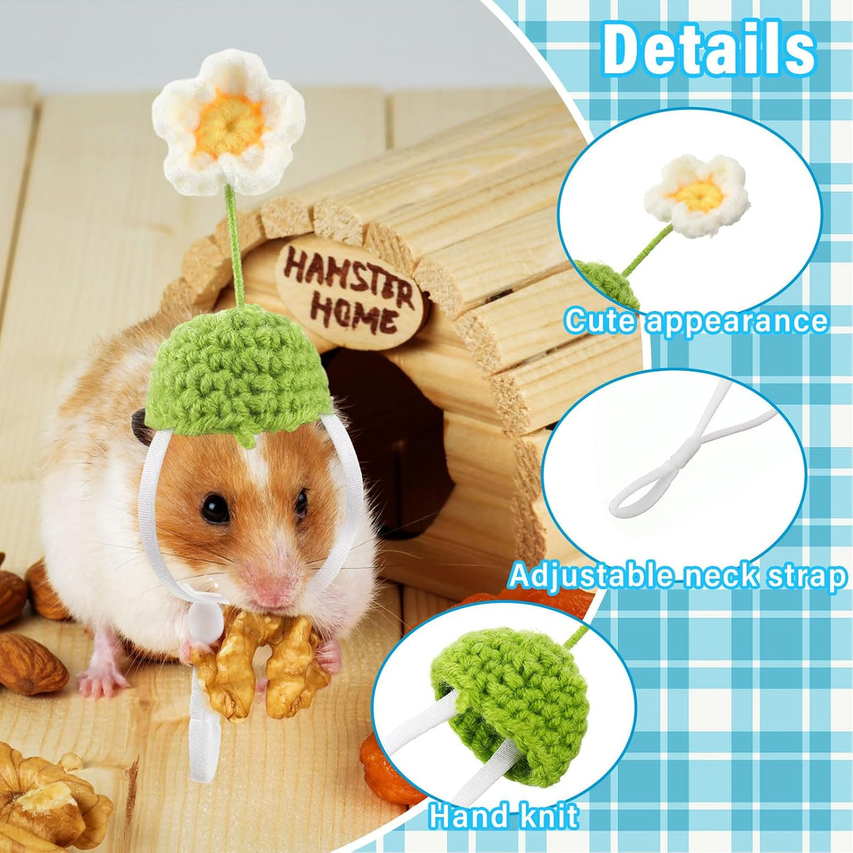 Locmeo bulk guinea pig costume kit laid out flat illustrating thirty-nine tiny hats and five pet scarves.
