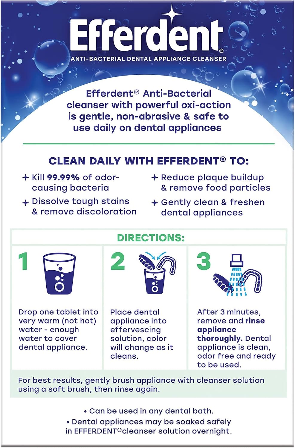 Efferdent dental appliance cleaning application