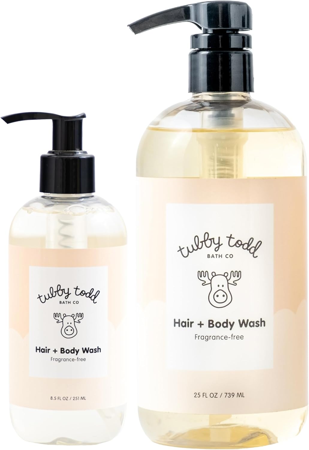 Tubby Todd Hair + Body Wash - Baby Shampoo and Body Wash - Gentle, Natural Baby Was for Newborns, Babies, and Toddlers - Non-Toxic and Hypoallergenic - Fragrance-Free, 2 Pack, 8.5oz & 25oz - Image 1