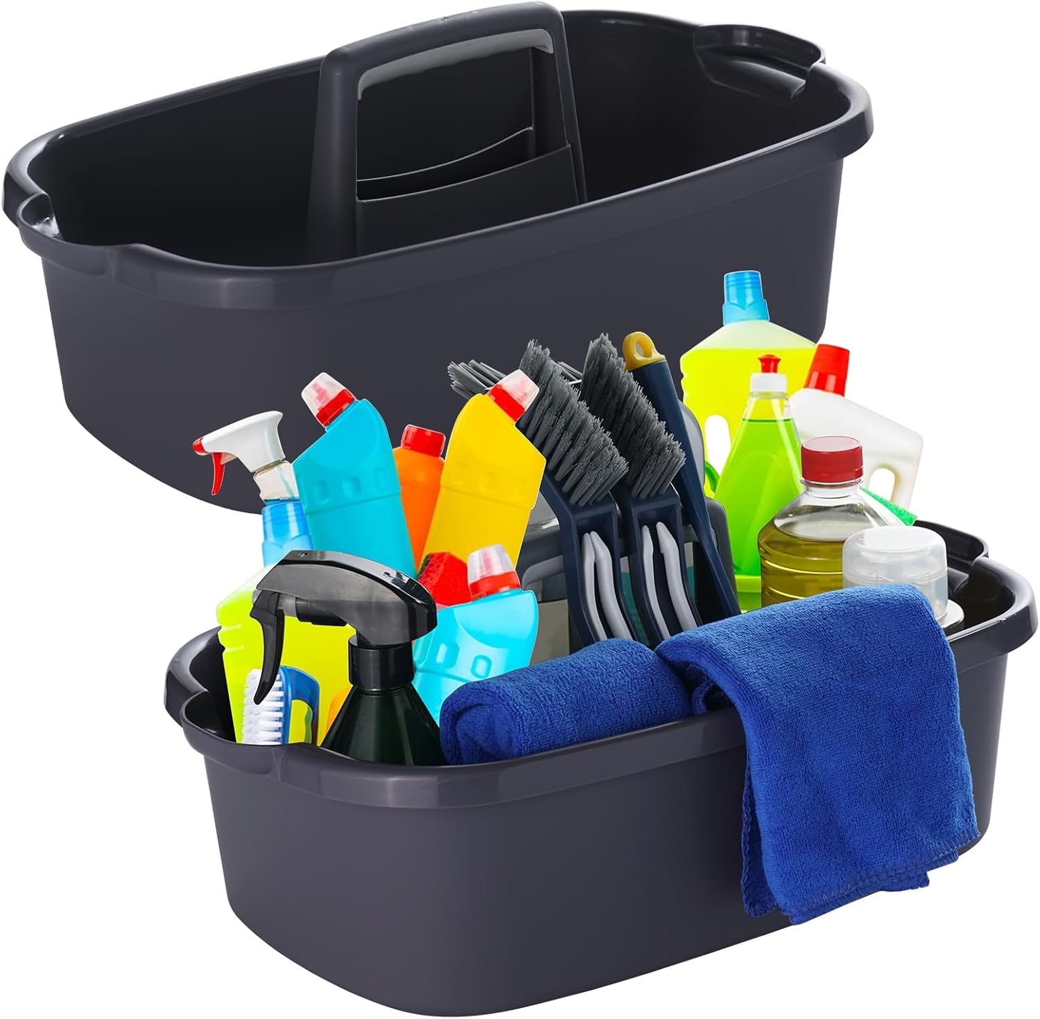 Omirome cleaning supply caddy front view portable storage tote