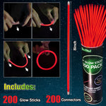 Nudala 200 pieces glow sticks and connectors set