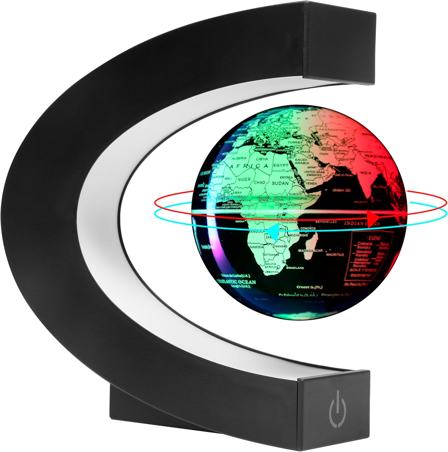 Kaimc magnetic levitation floating rotating world globe front view
