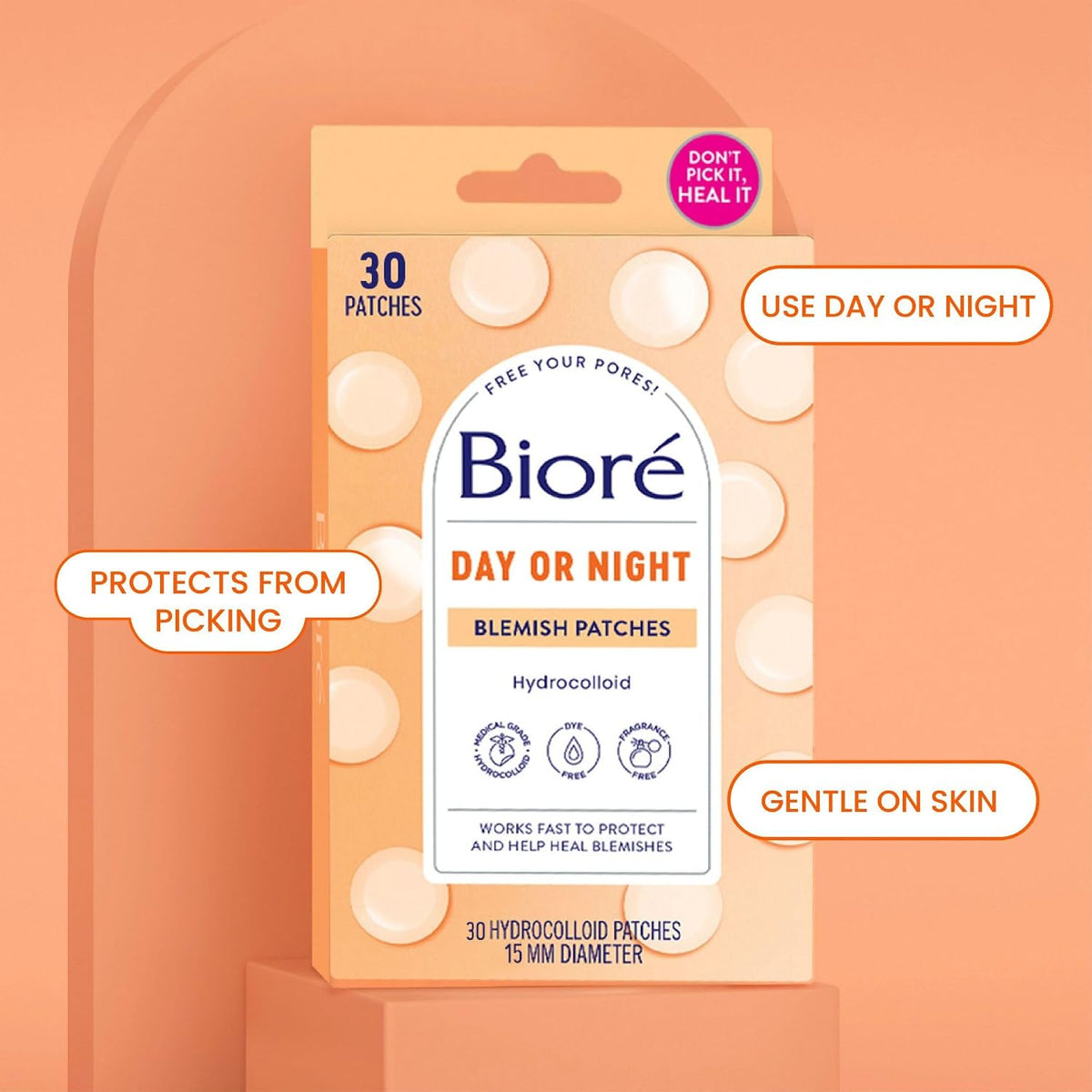 Close up of ultra-thin Biore blemish patch on skin