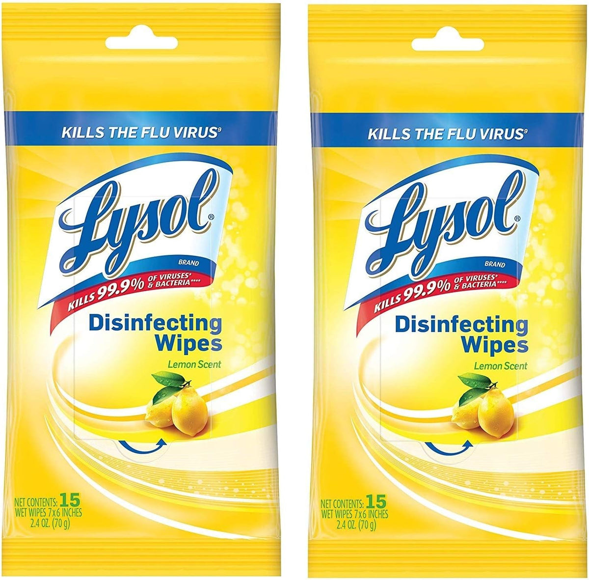 Lysol Disinfecting Wipes To-Go Pack Lemon Scent 15 Count travel size disinfectant wipes