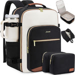 LOVEVOOK Large Travel Backpack front view showing the stylish multicolored color-block design and premium gold zippers.