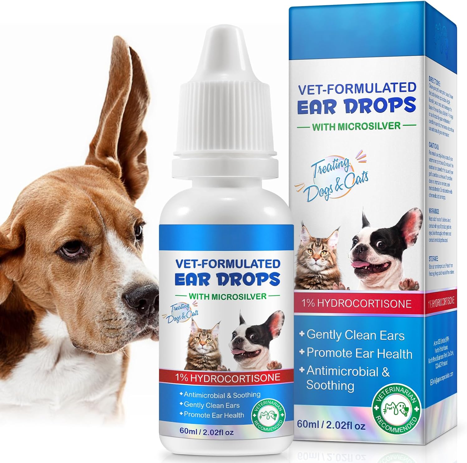 SDJUFEI dog and cat ear drops front view bottle packaging
