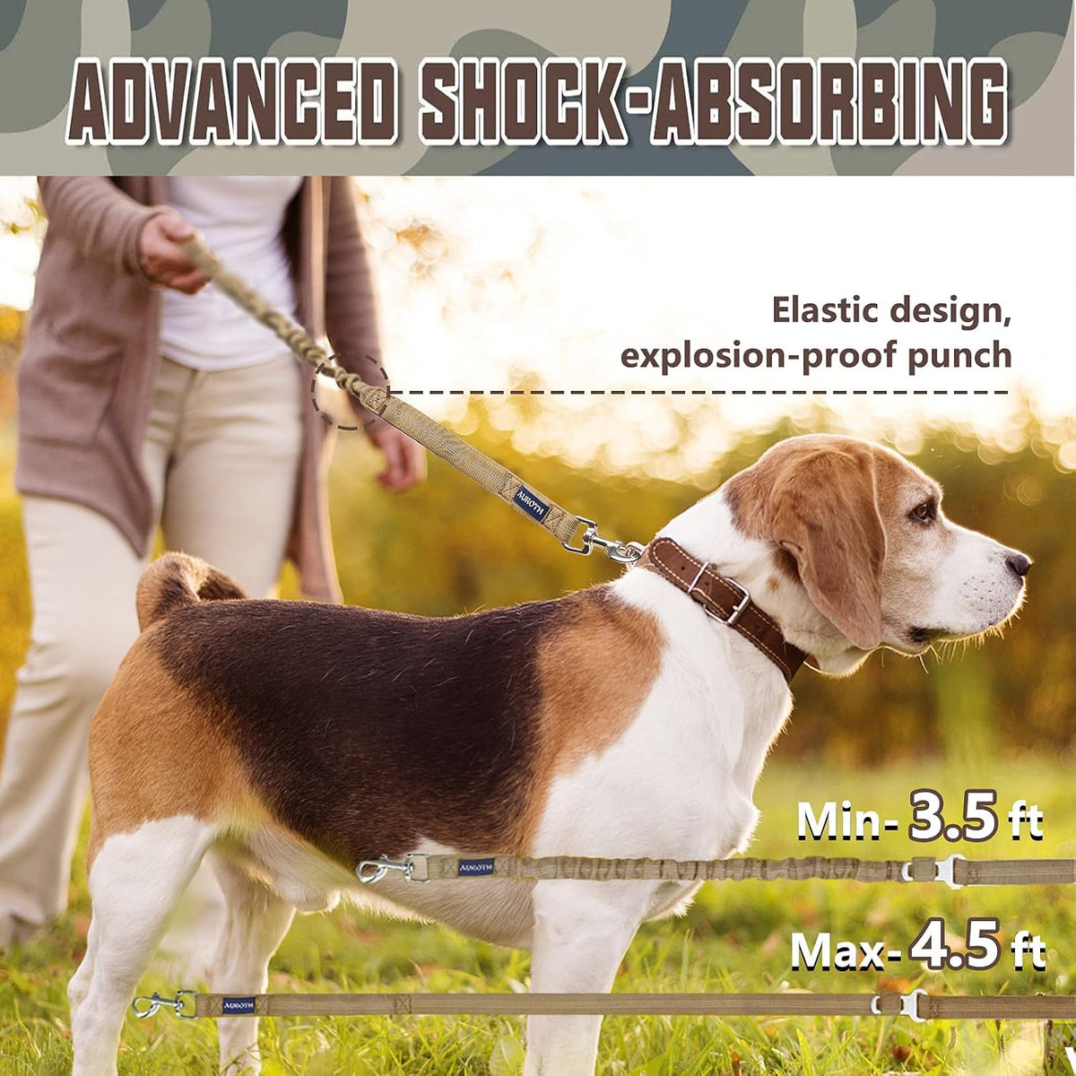 Auroth dog leash with car seat belt buckle attachment