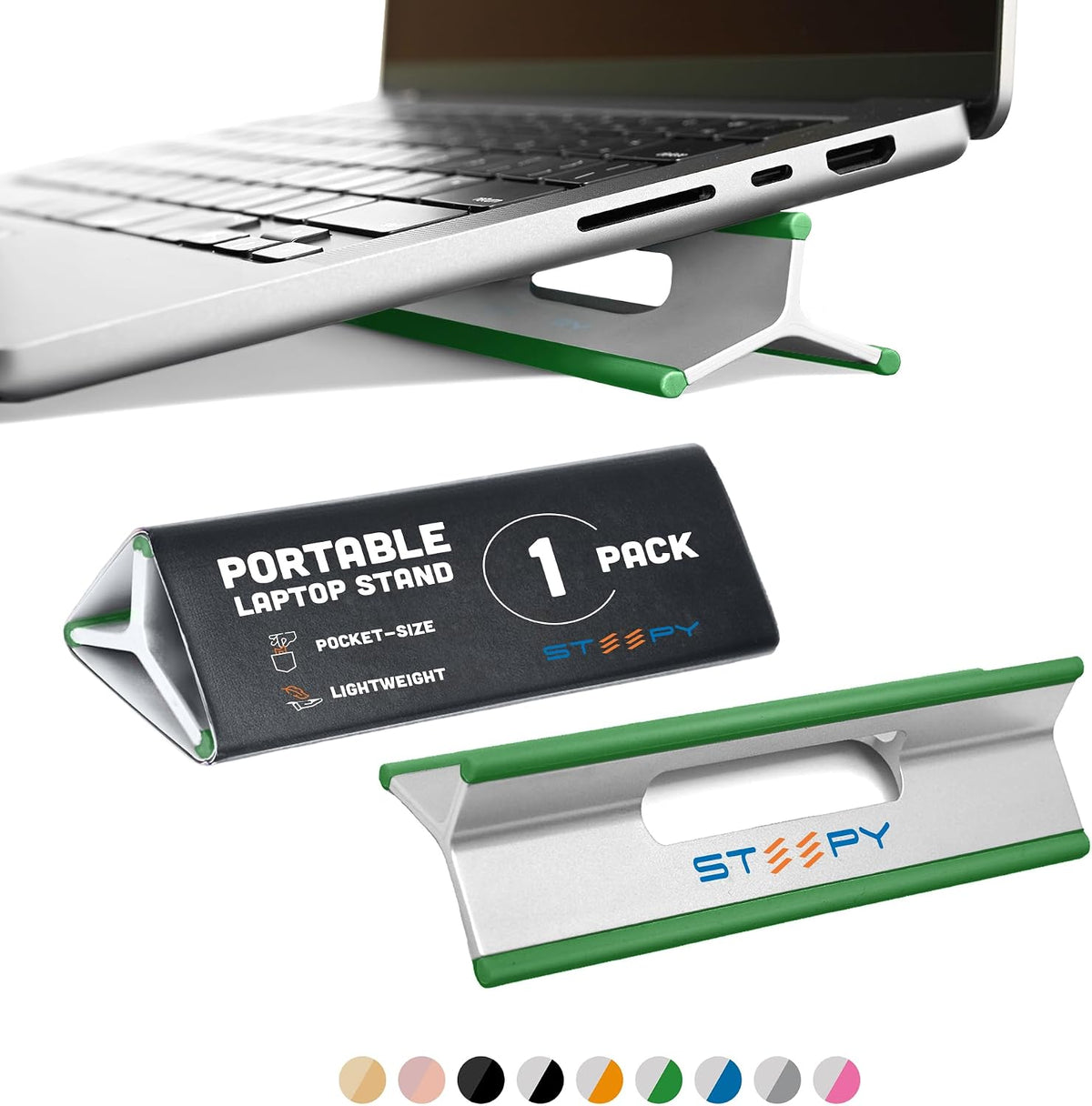 Steepy Portable Laptop Stand for Desk - Adjustable Height & Laptop Holder | Ergonomic Computer Stand for Cooling & Comfort - Slip-Proof, Sturdy Design - Universal Fit for 13-17 Inch Devices for Posture - Image 11