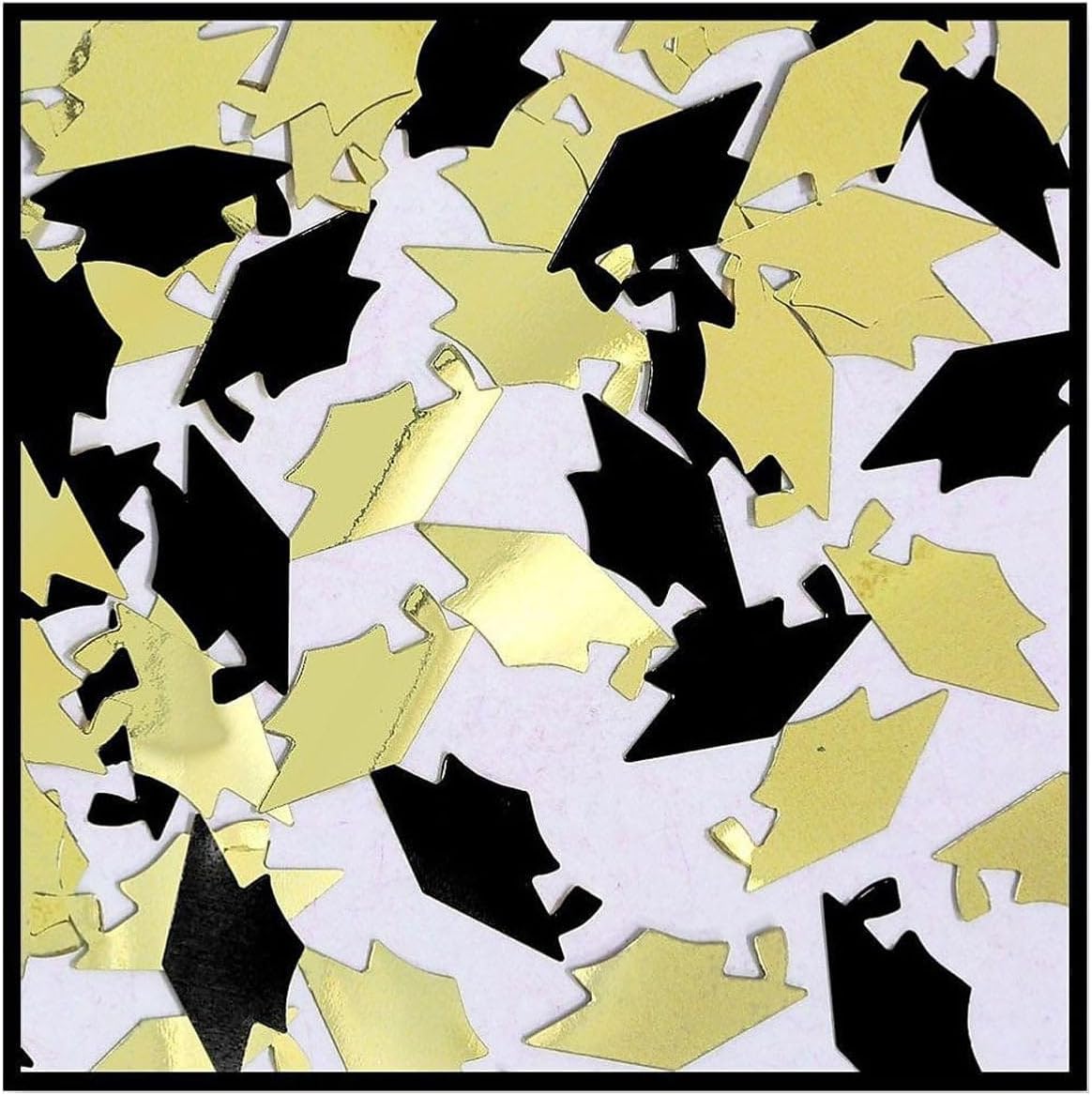 Beistle CN020 Congrats and Caps Confetti, 0.5 ounces, Black/Gold - Image 1