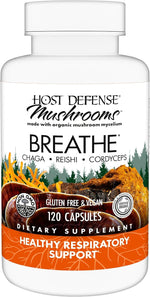 Host Defense Breathe capsules container back label with directions