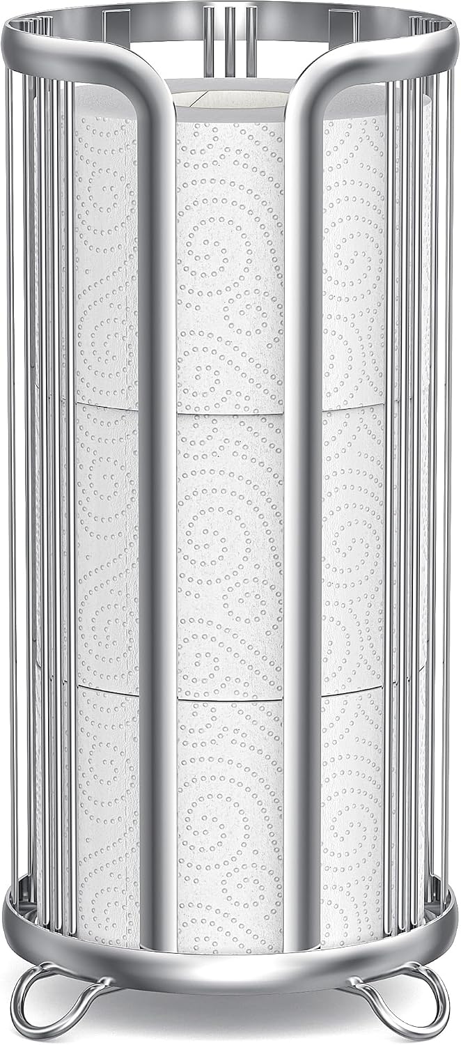 Toilet Paper Holder Stand, Freestanding Bathroom Tissue OrganizerBlack | No Drilling No Assemble,Rustproof,Waterproof Raised Feet,Fit 3 Mega Rolls,Instant Paper Storage,Space-saving Renter Friendly - Image 9