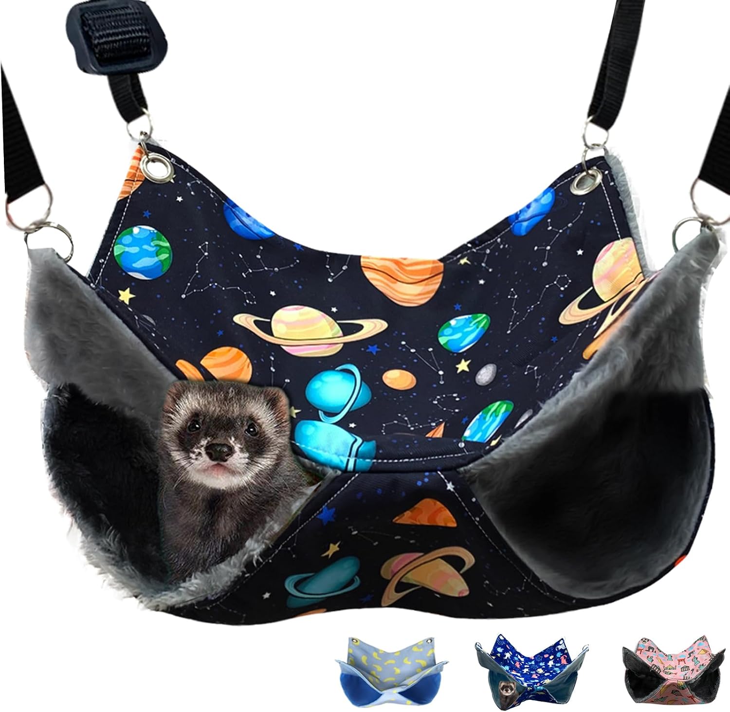 Fulue ferret and rat hammock bed with black galaxy print