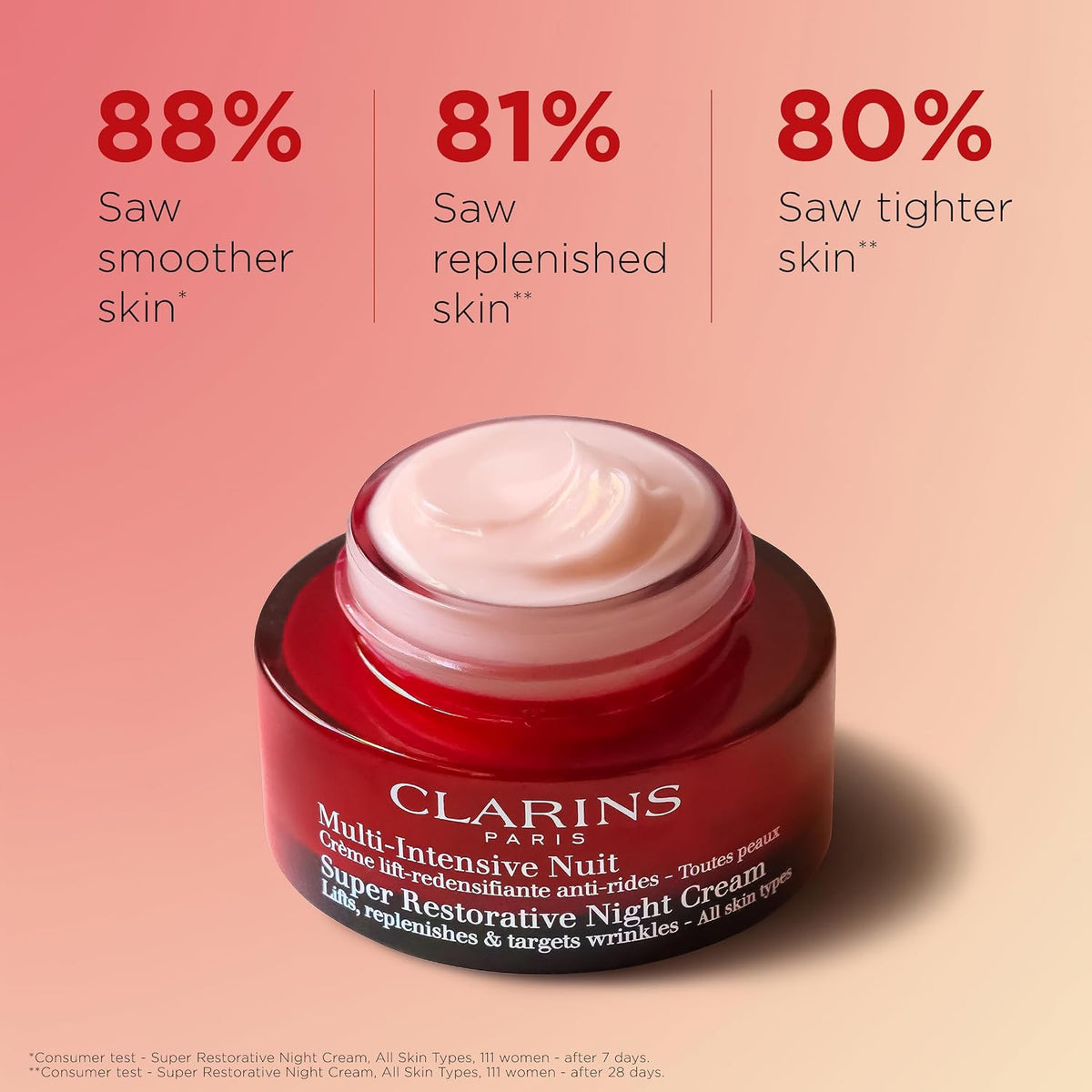 Clarins anti-aging night cream jar packaging angle shot