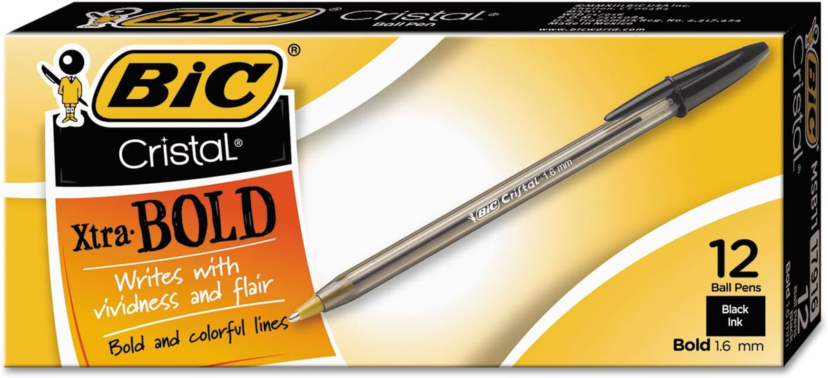 BIC Cristal Xtra Bold Ballpoint Stick Pen front view
